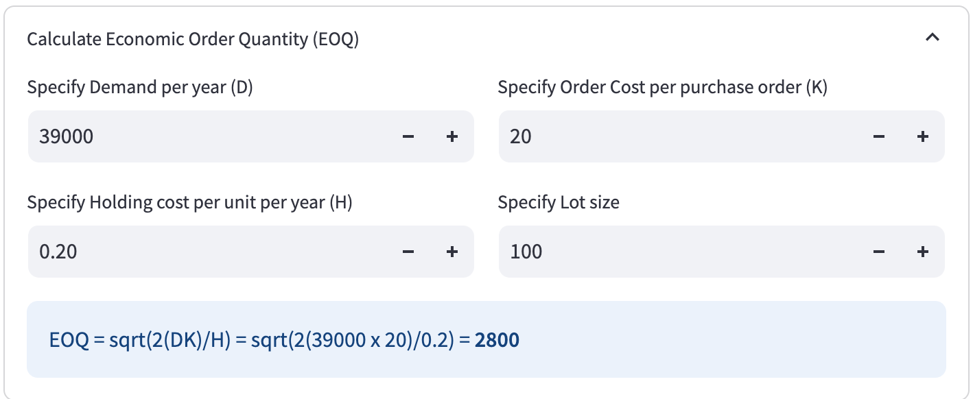 Calculating EOQ